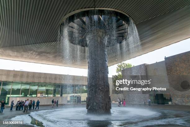 Fountain in courtyard inside the National Anthropology Museum, Museo Nacional de Antropologia, Mexico City, Mexico.