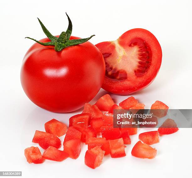 ripe tomatoes - chopped food stock pictures, royalty-free photos & images