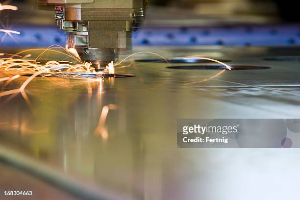 cnc laser-cutting machine tool cutting steel - laser cutting stock pictures, royalty-free photos & images