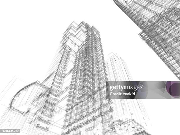 architecture sketch - special preview of design project stockfoto's en -beelden