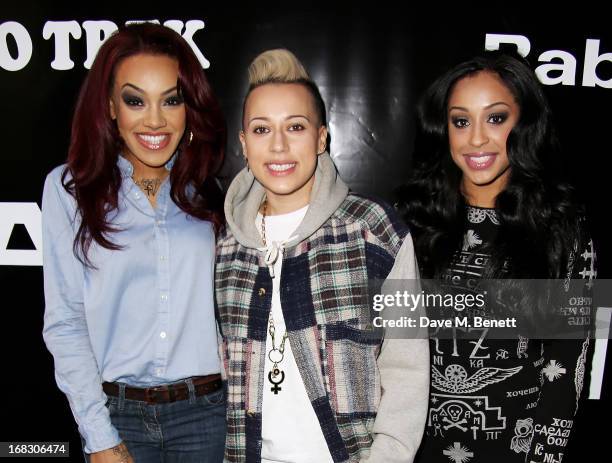 Karis Anderson, Courtney Rumbold and Alexandra Buggs of Stooshe attend as Casio London celebrate the 1st birthday of their Covent Garden store on May...