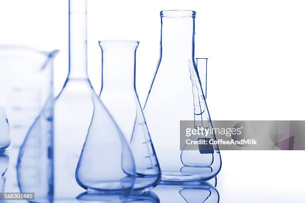 composition of the medical flasks - test tube stock pictures, royalty-free photos & images