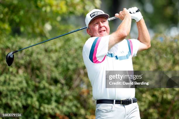 Billy Mayfair of the United States plays his tee shot on the third hole during the first round of the Sanford International at Minnehaha Country Club...