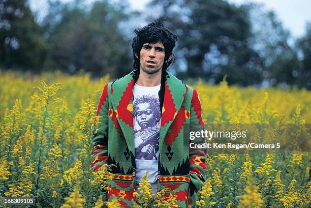 Musician Keith Richards of the Rolling Stones is photographed at home in 1977 in Weston, Connecticut. CREDIT MUST READ: Ken Regan/Camera 5 via...