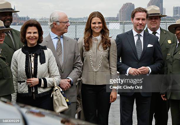 Queen Silvia, King Carl XVI Gustaf and Princess Madeleine of Sweden joined by Princess Madeleine's fiance Chris O'Neill are seen visiting 'The Castle...