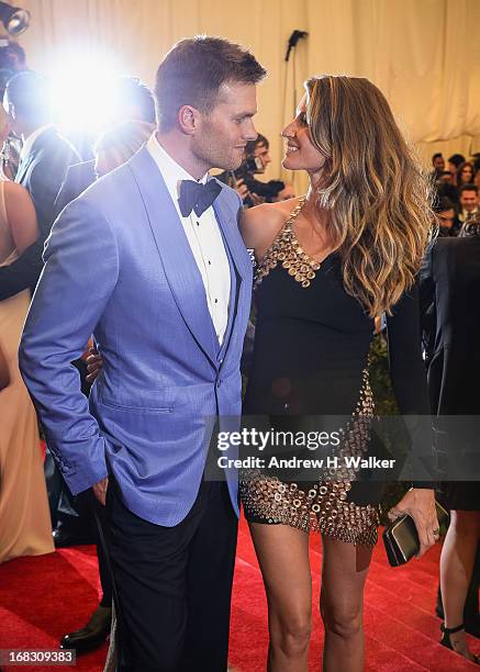 Tom Brady and Gisele Bundchen attend the Costume Institute Gala for the "PUNK: Chaos to Couture" exhibition at the Metropolitan Museum of Art on May...
