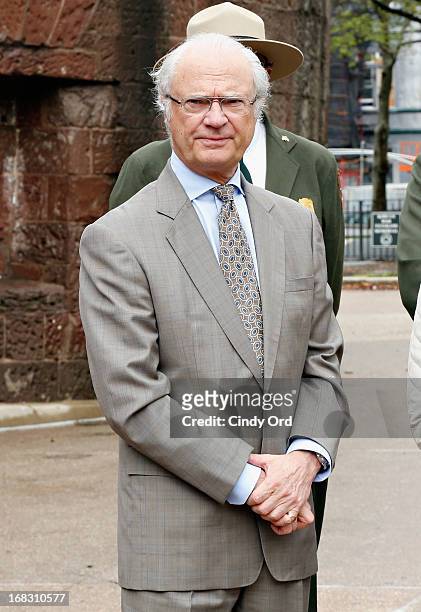 King Carl XVI Gustaf of Sweden seen visiting 'The Castle Clinton' in Battery Park on May 8, 2013 in New York City.
