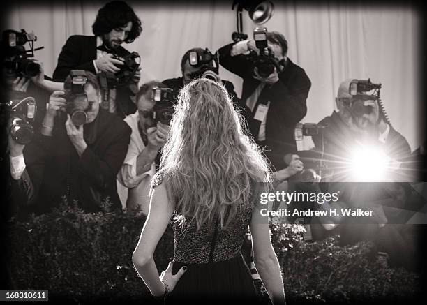 Image has been digitally processed and converted to black and white] Taylor Swift attends the Costume Institute Gala for the "PUNK: Chaos to Couture"...