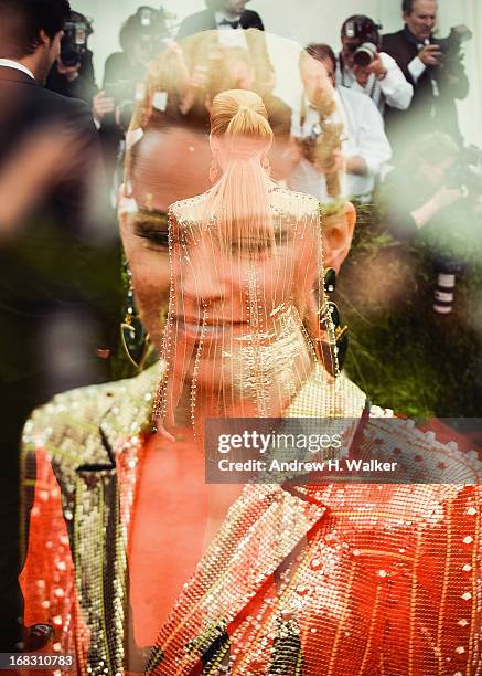 Image was double-exposed in camera] Elizabeth Banks attends the Costume Institute Gala for the "PUNK: Chaos to Couture" exhibition at the...