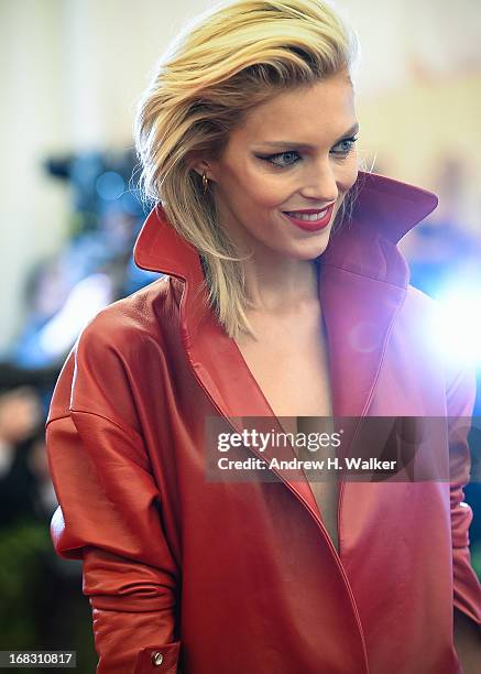 Anja Rubik attends the Costume Institute Gala for the "PUNK: Chaos to Couture" exhibition at the Metropolitan Museum of Art on May 6, 2013 in New...