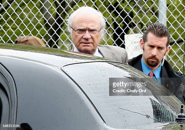 King Carl XVI Gustaf of Sweden seen visiting 'The Castle Clinton' in Battery Park on May 8, 2013 in New York City.