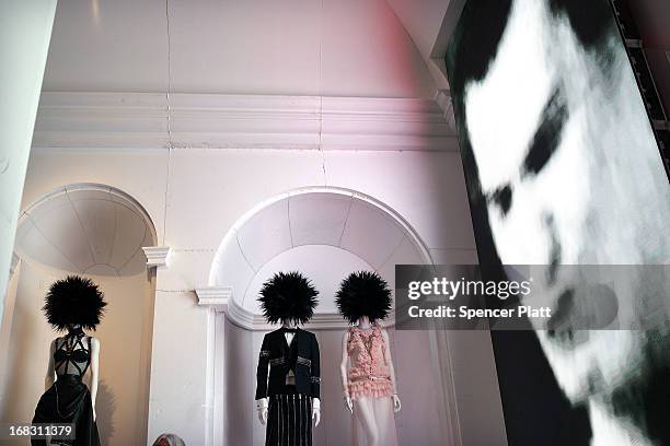 Part of the Metropolitan Museum of Art's Spring 2013 Costume Institute exhibition entitled 'PUNK: Chaos to Couture' is viewed on May 8, 2013 in New...