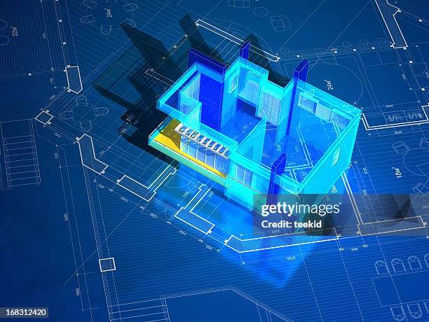 architecture blueprint - three dimensional technology stock pictures, royalty-free photos & images