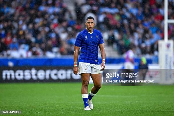 Nigel AH WONG of Samoa during the Rugby World Cup France 2023 Pool D - Match 19 between Argentina and Samoa at Stade Geoffroy-Guichard on September...