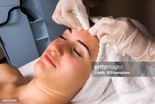 facial care against acnes - porous stock pictures, royalty-free photos & images