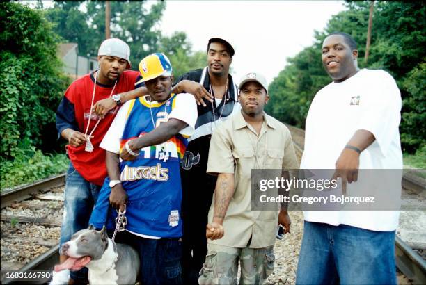 Hip-hop artists Khujo, T-Mo, C-Bone, Big Boi and Killer Mike in July, 2003 in Atlanta, Georgia.