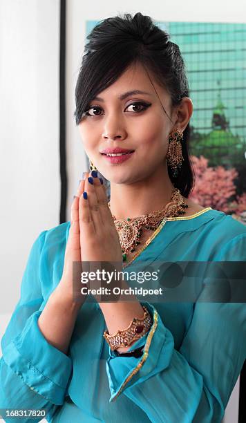 hindu greeting namaste - namaste stock pictures, royalty-free photos & images