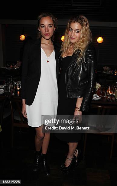 Phoebe Collings James and Marissa Montgomery attend the BLK DNM Dinner with Johan Lindeberg and Kim Sion at Beagle Restaurant on May 8, 2013 in...