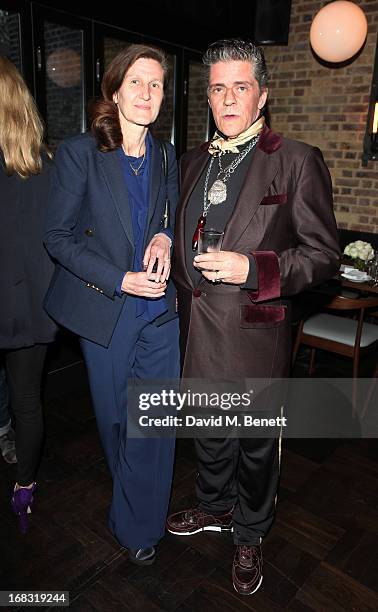 Stephanie Nash and Judy Blame attend the BLK DNM Dinner with Johan Lindeberg and Kim Sion at Beagle Restaurant on May 8, 2013 in London, England.