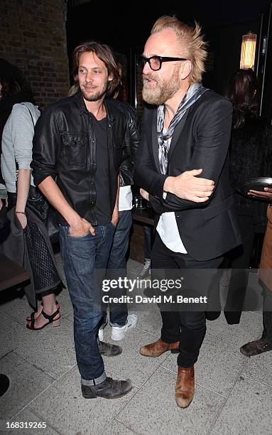 James Rousseau and Johan Lindeberg attend the BLK DNM Dinner with Johan Lindeberg and Kim Sion at Beagle Restaurant on May 8, 2013 in London, England.