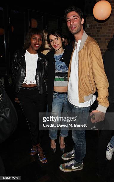 Susan Bender, Lara Bohinc and Xerxes Cook attend the BLK DNM Dinner with Johan Lindeberg and Kim Sion at Beagle Restaurant on May 8, 2013 in London,...