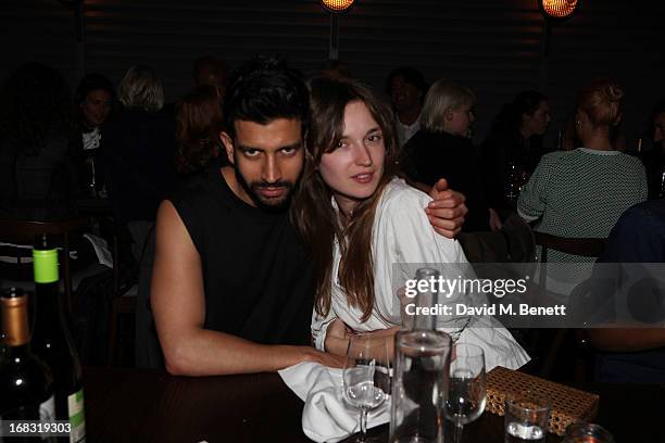 Nik Thakkar aka NEO 10Y and Valentine Fillol Cordier attend the BLK DNM Dinner with Johan Lindeberg and Kim Sion at Beagle Restaurant on May 8, 2013...