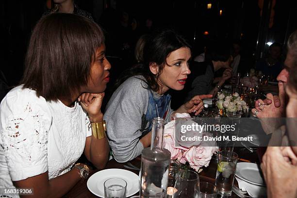 Susan Bender and Lara Bohinc attend the BLK DNM Dinner with Johan Lindeberg and Kim Sion at Beagle Restaurant on May 8, 2013 in London, England.