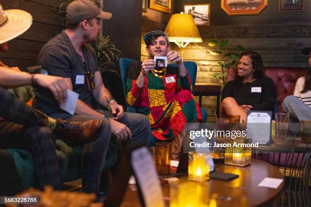 Actors Jacob Tobia and Rati Gupta are photographed attending Rebecca Feinglos support meeting for Los Angeles on September 7, 2023 in Los Angeles,...