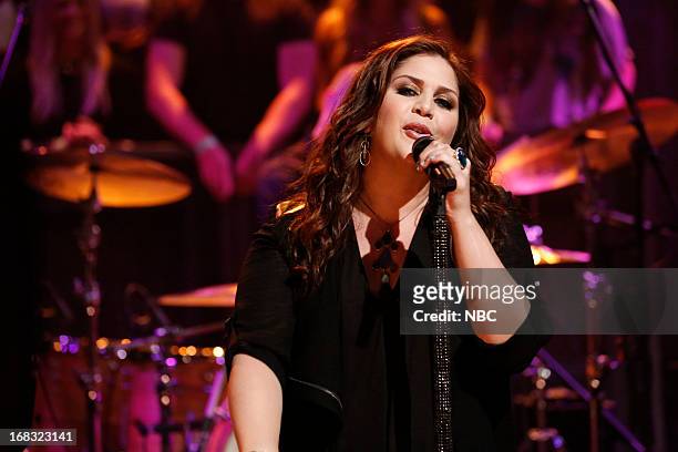 Episode 831 -- Pictured: Musical guest Hillary Scott of Lady Antebellum performs on May 8, 2013 --