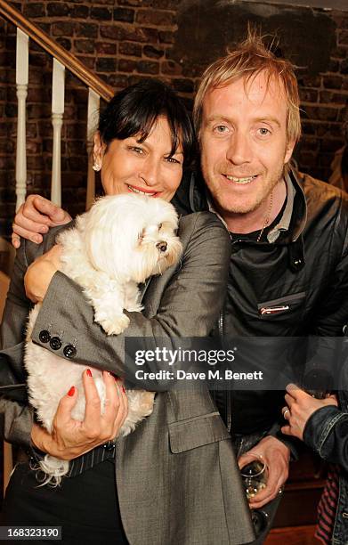 Rosann Benett and Rhys Ifans with dog Frankie Benett attend a book launch party for "Pearl Lowe's Vintage Craft: 50 Craft Projects and Home Styling...