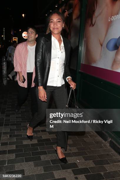 Sebastian Bailey and Miquita Oliver seen attending Stella McCartney x Net-A-Porter party at The Box Soho on September 15, 2023 in London, England.