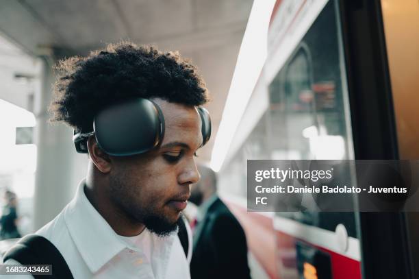 Weston McKennie of Juventus during the team travel to Reggio Emilia ahead of the Serie A match with Sassuolo on September 22, 2023 in Reggio...