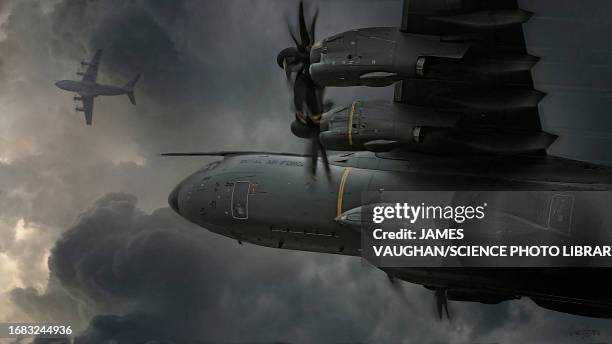 stockillustraties, clipart, cartoons en iconen met military transport aircraft, illustration - turboprop motor