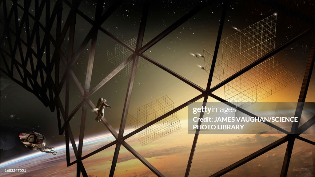 Construction of structure around Earth, illustration