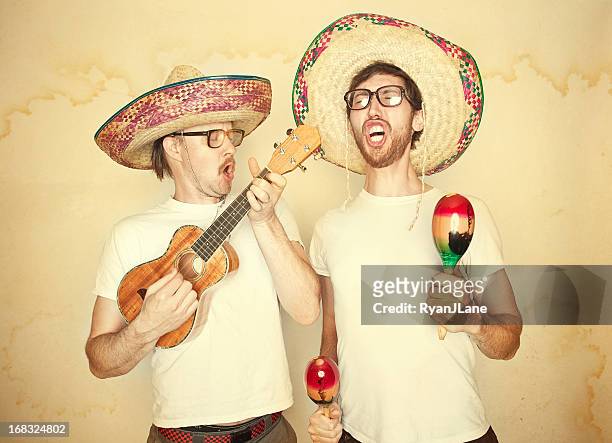 funny mariachi band with sombreros - maraca stock pictures, royalty-free photos & images