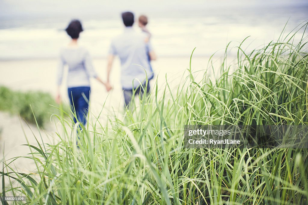 Playa y la familia de la hierba