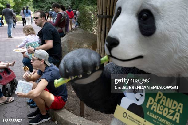 Visitors attend the "Panda Palooza: A Giant Farewell" at the Smithsonian's National Zoo in Washington, DC, on September 22, 2023. Giant Pandas Tian...
