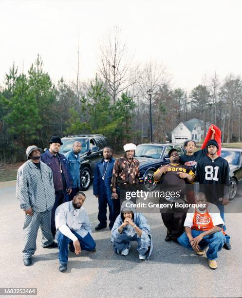 Hip hop groups Outkast and The Dungeon Family in November, 2002 in Atlanta, Georgia.