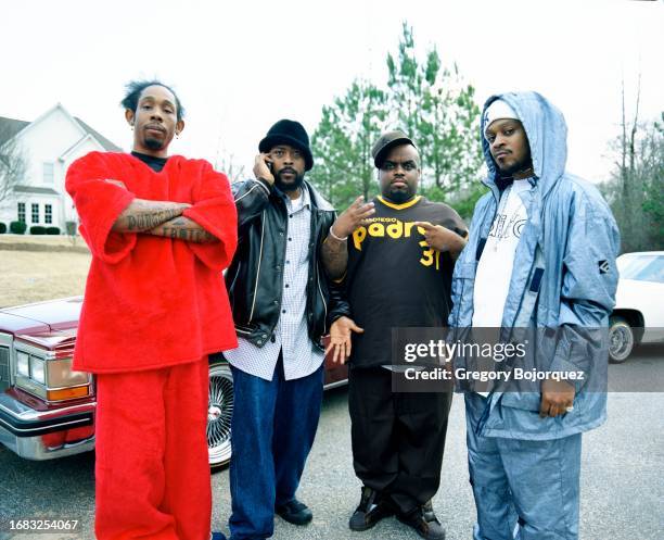 Big Gipp, Khujo, CeeLo Green and T-Mo of the hip-hop group The Dungeon Family in November, 2002 in Atlanta, Georgia.