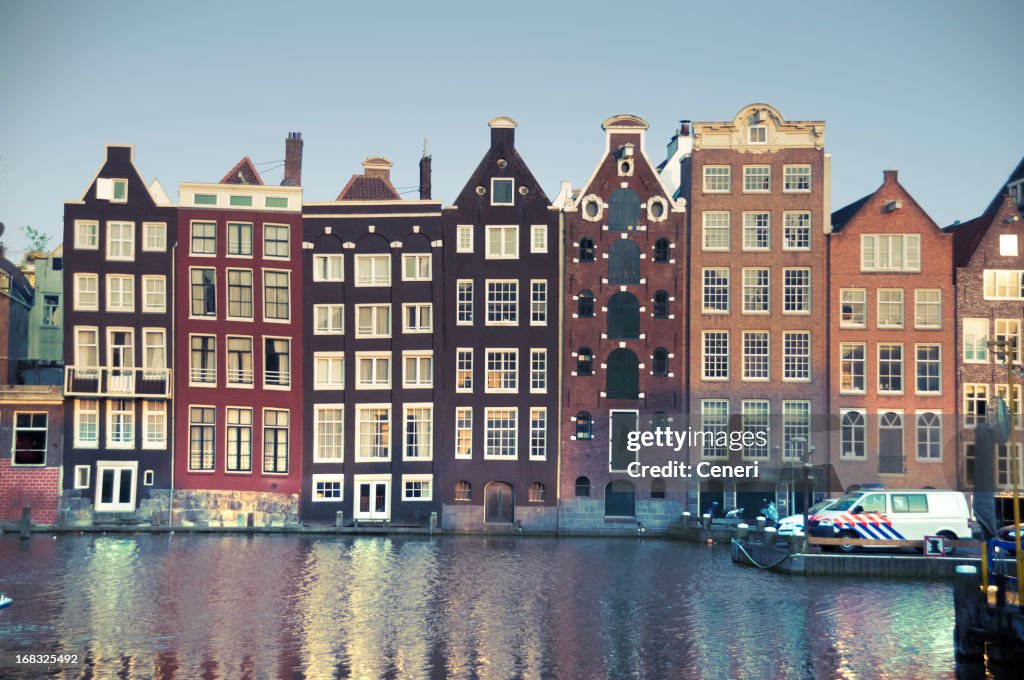 Dutch Architecture over the Canals of Amsterdam, Netherlands