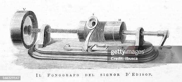 illustrazioni stock, clip art, cartoni animati e icone di tendenza di phonograph da thomas alva edison - thomas edison