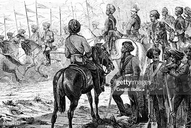 indian troops "von englischen regierung - french and indian war stock-grafiken, -clipart, -cartoons und -symbole