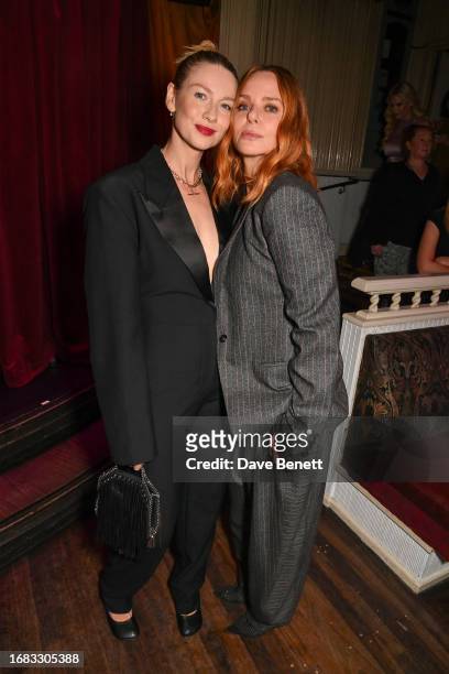 Caitriona Balfe and Stella McCartney attend the NET-A-PORTER x Stella McCartney cocktail party during London Fashion Week to celebrate the Stella...