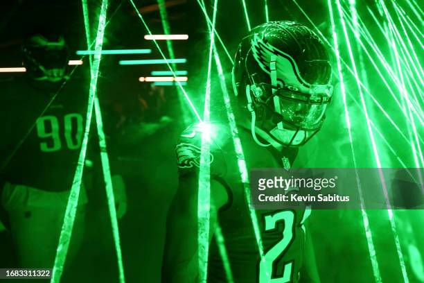 Sydney Brown of the Philadelphia Eagles walks through the tunnel prior to an NFL football game against the Minnesota Vikings at Lincoln Financial...