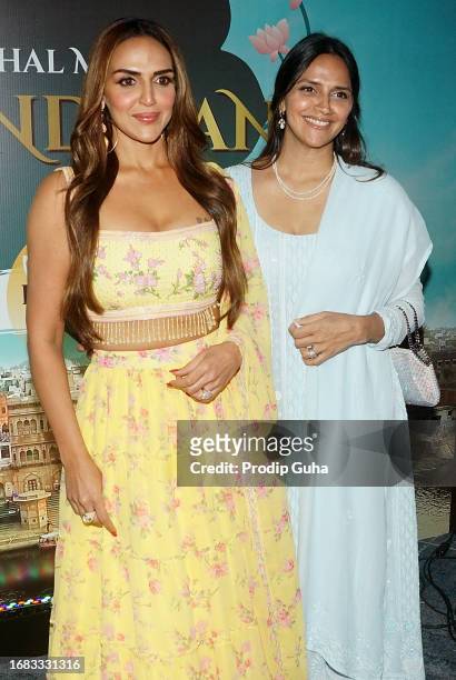 Esha Deol and Ahana Deol attend the book launch for "Chal Mann Vrindavan" on September 15, 2023 in Mumbai, India