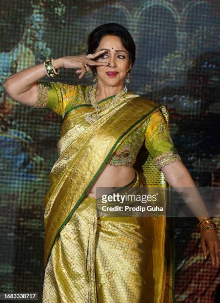 Hema Malini performs at the book launch for "Chal Mann Vrindavan" on September 15, 2023 in Mumbai, India