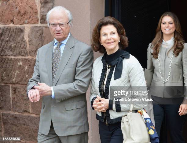King Carl XVI Gustaf of Sweden and Queen Silvia of Sweden visit Castle Clinton National Monument at Battery Park on May 8, 2013 in New York City.