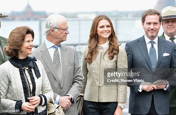 Queen Silvia of Sweden, King Carl XVI Gustaf of Sweden, Princess Madeleine of Sweden and Princess Madeleine's fiance Chris O'Neill visit The Castle...