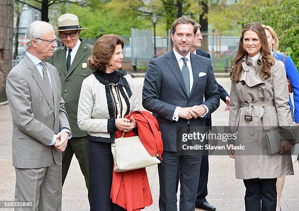 King Carl XVI Gustaf of Sweden, Queen Silvia of Sweden, Princess Madeleine's fiance Chris O'Neill and Princess Madeleine of Sweden visit The Castle...