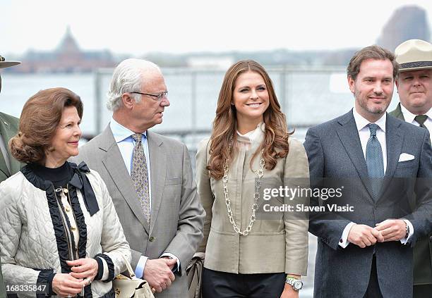 Queen Silvia of Sweden, King Carl XVI Gustaf of Sweden, Princess Madeleine of Sweden and Princess Madeleine's fiance Chris O'Neill visit The Castle...